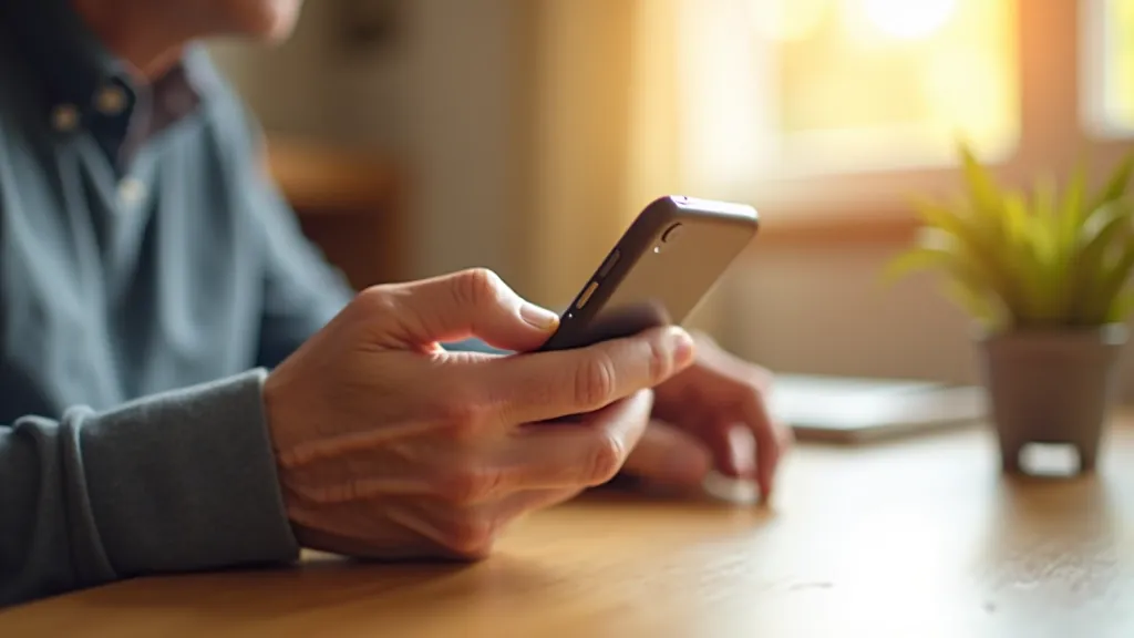 Senior person learning to use smartphone with guided support