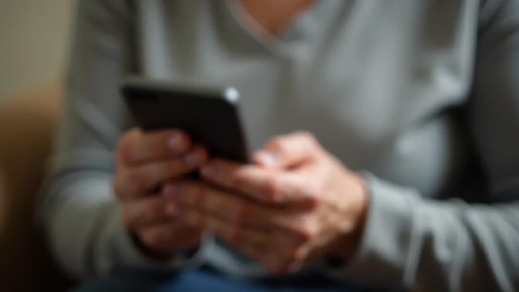 Senior hands holding smartphone correctly with proper grip, comfortable position, natural indoor lighting, clear view of finger positioning on screen