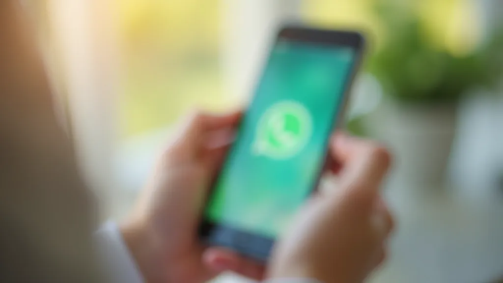 Smartphone screen showing WhatsApp home interface with contact list and video call icon highlighted in blue